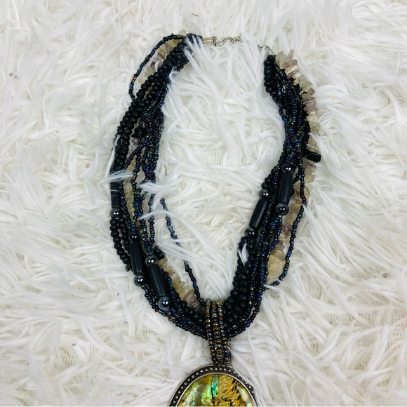 UNBRANDED multi fully beaded silver green gem layered necklace - Picture 10 of 16